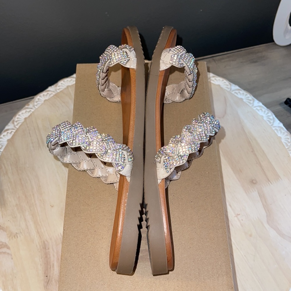 STEVE MADDEN RHINESTONE BRAIDED SANDALS - Picture 5 of 7